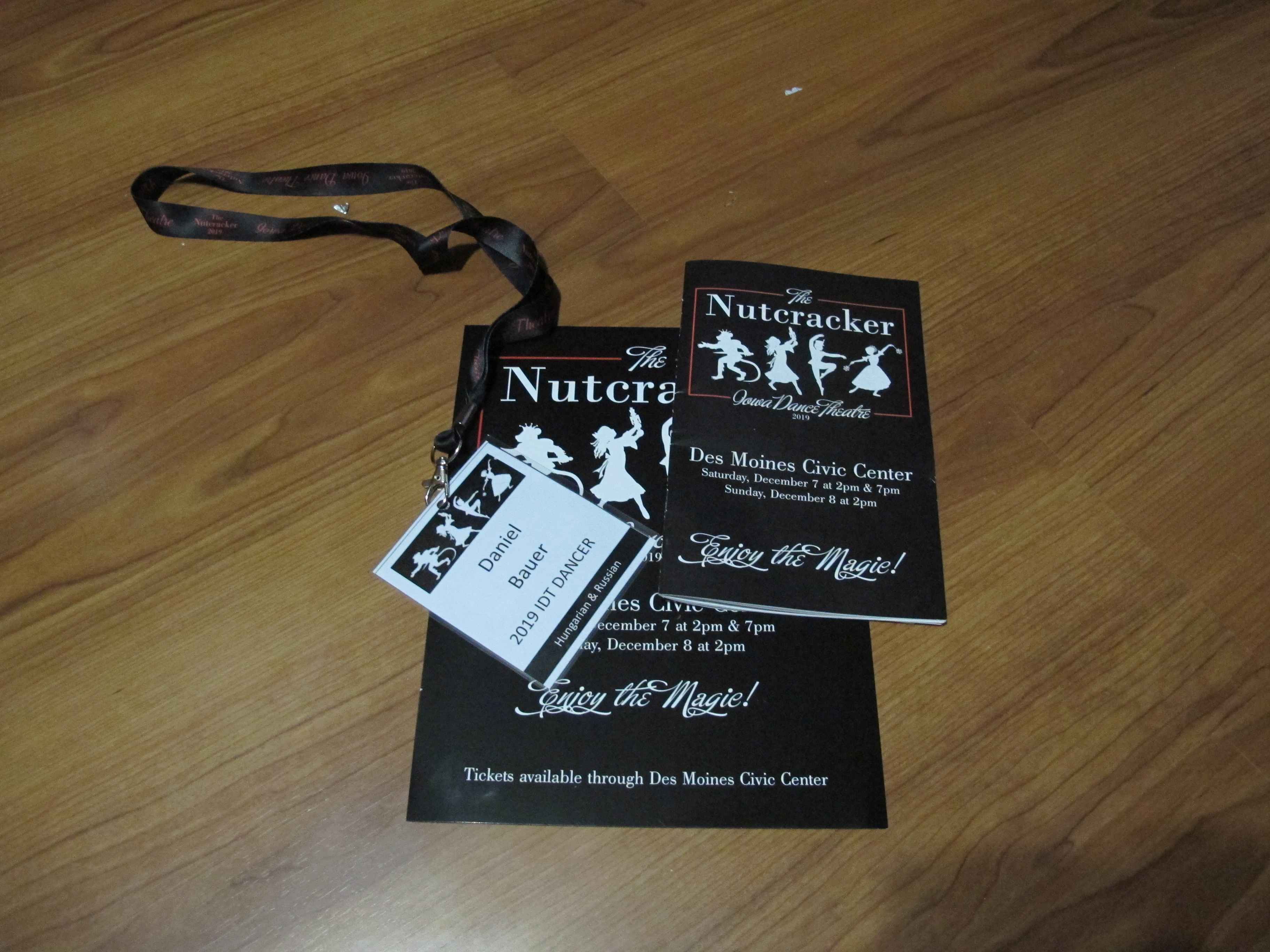 Dancer badge and nutcracker poster