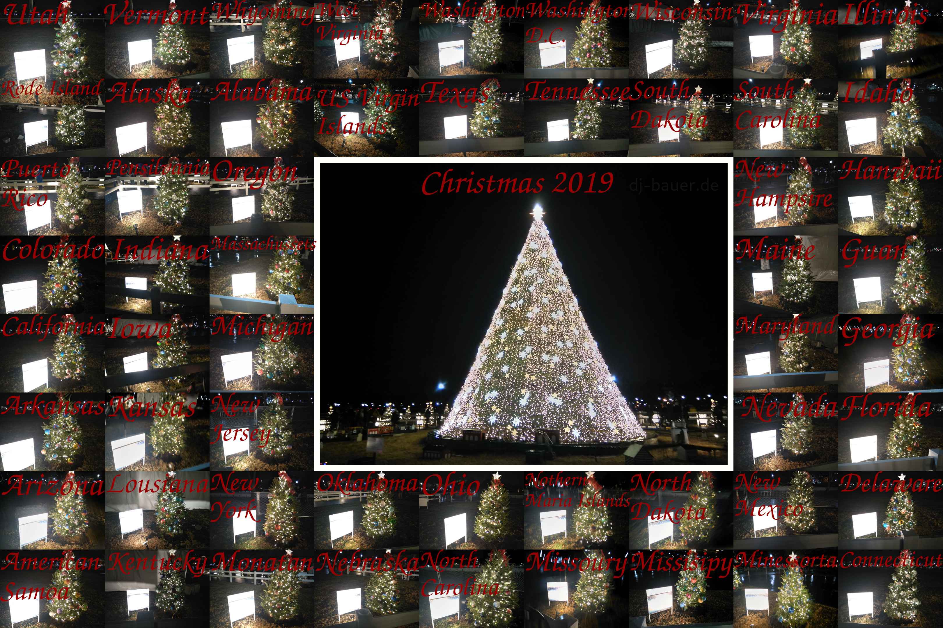 Collage of every single of the national christmas tree