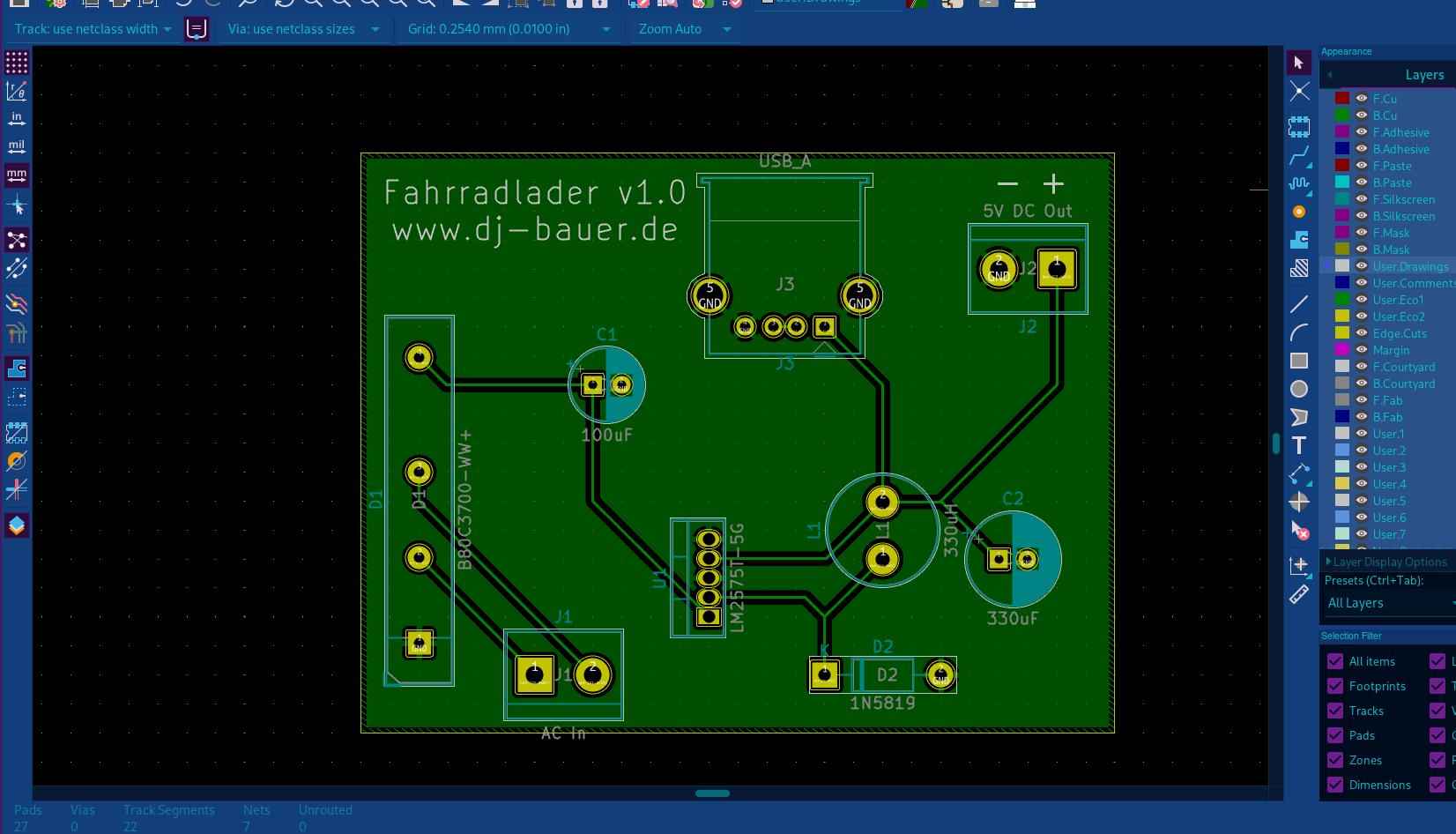 PCB in KiCad Screenshot