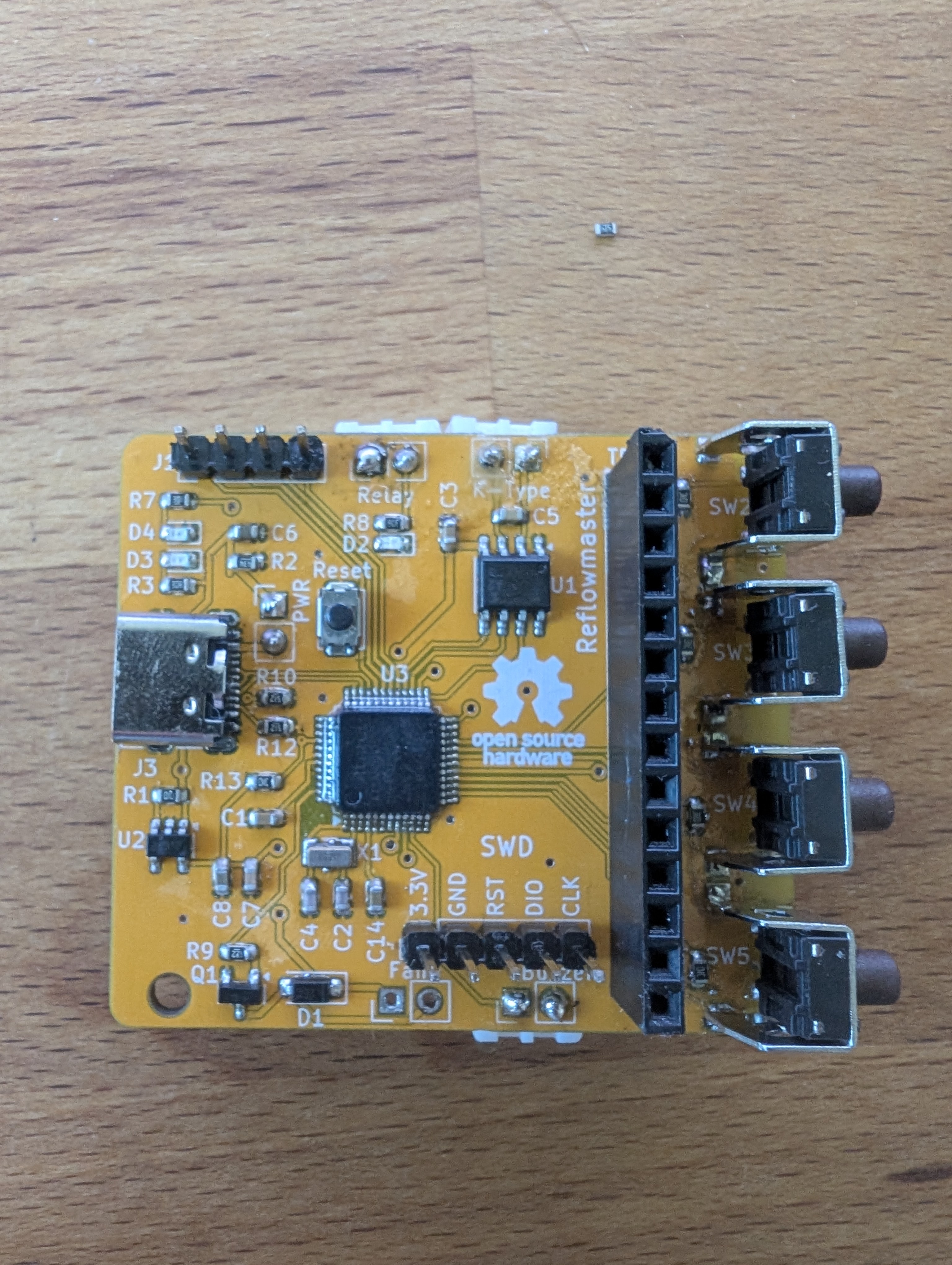 The reflow controlle board on a Yellow PCB