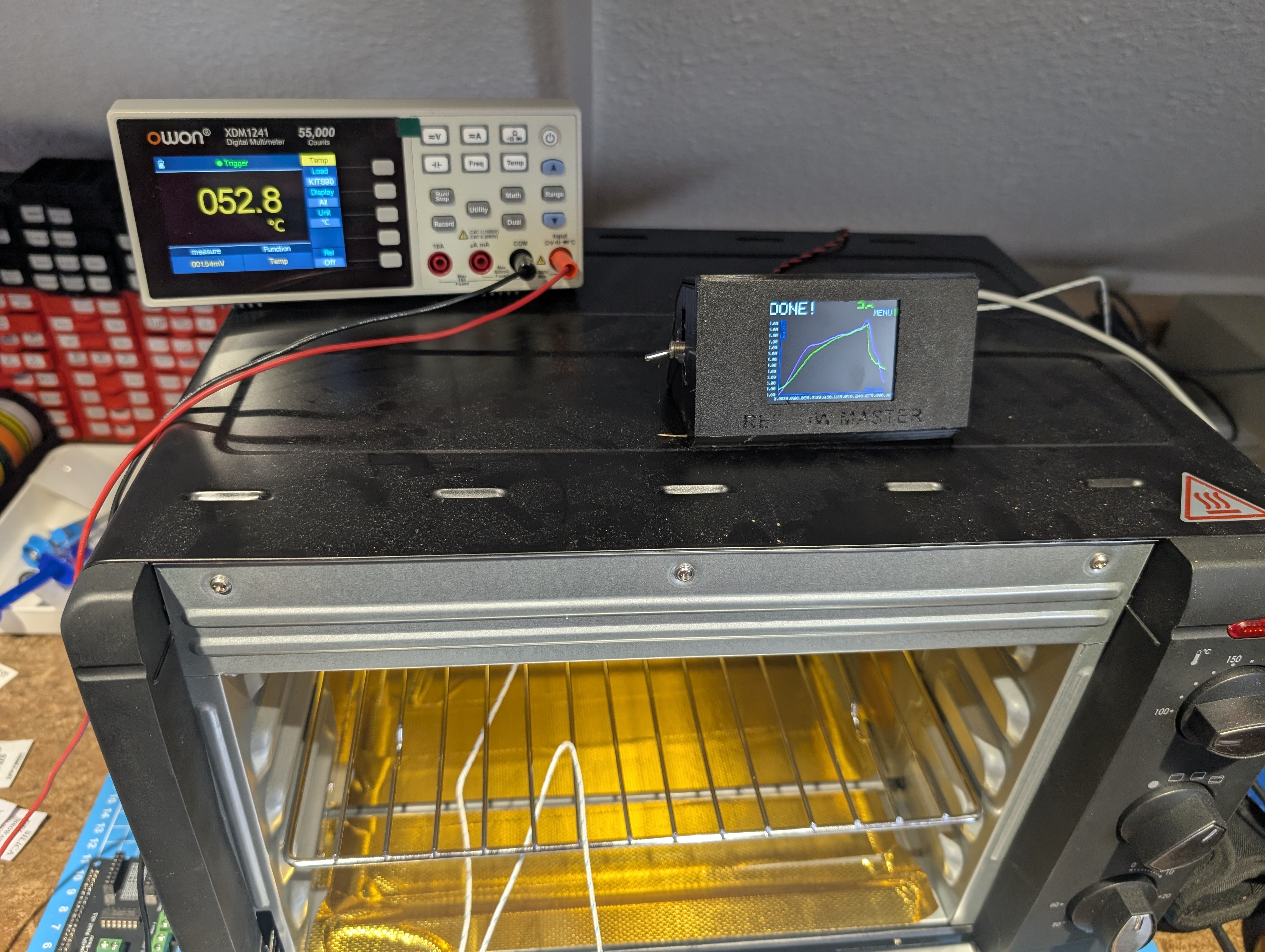 The reflow oven after it has followed a temperature profile